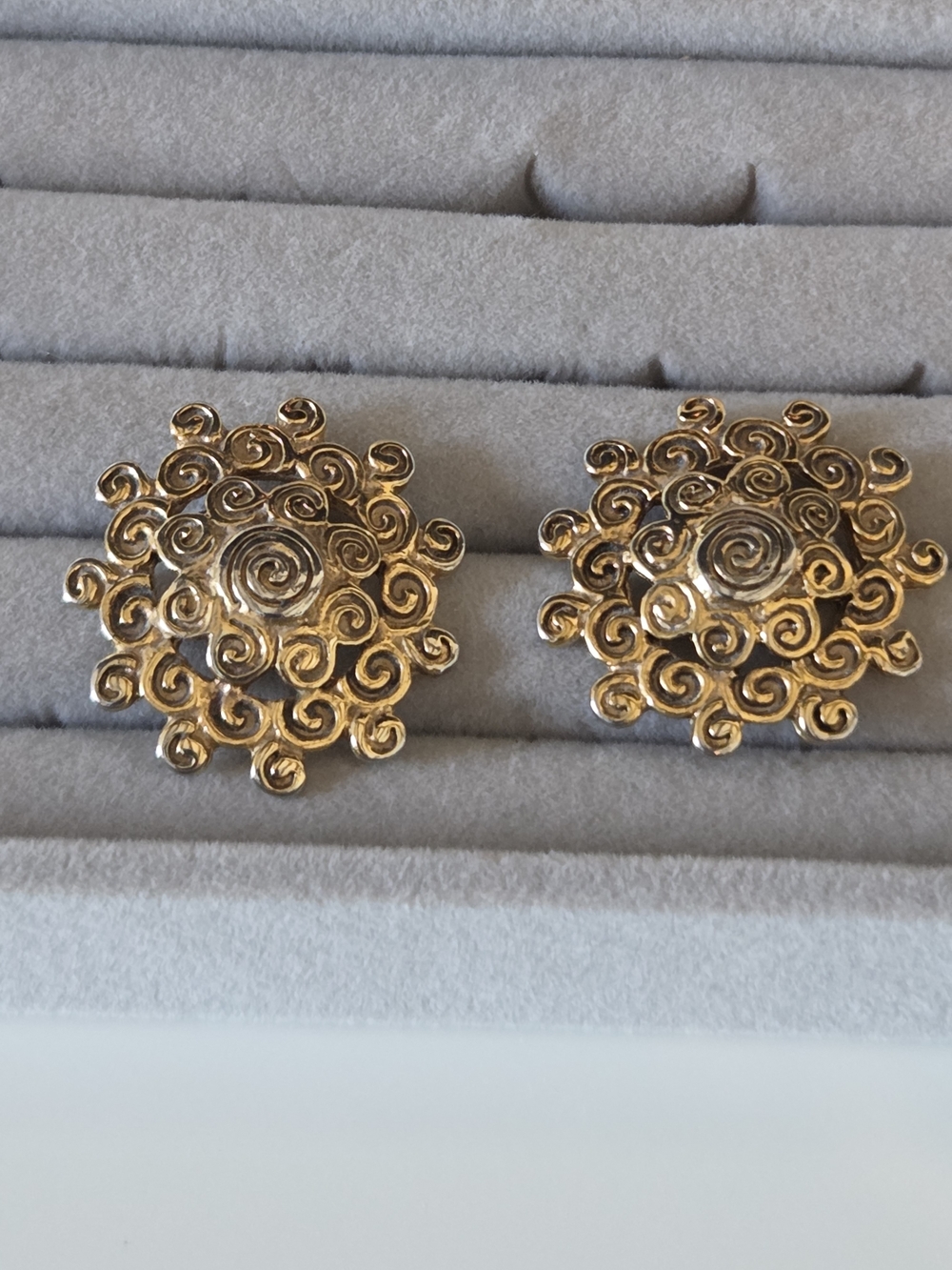 Gold Floral Swirl Clip-On Earrings